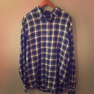 Navy blue and white plaid Ralph Lauren button down